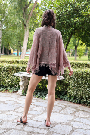 Cardigan din tricot tip plasa - Roz [4]