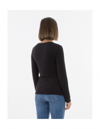 Cardigan tricot cu nasturi material pufos - Negru [2]