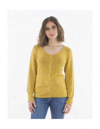 Topuri - Cardigan tricot cu nasturi material pufos