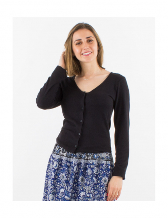Îmbrăcăminte - Cardigan tricot cu nasturi - Negru