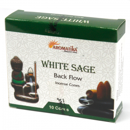India - Conuri (10buc) Parfumate Aromatice „Fum Curgător” –  Salvie Albă