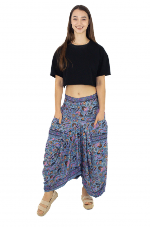 Fusta asimetrica din material fluid cu print floral - Model 15 [1]