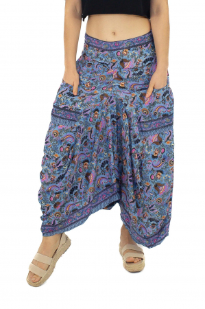 Fusta asimetrica din material fluid cu print floral - Model 15 [0]