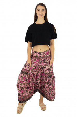 Fusta asimetrica din material fluid cu print floral - Model 23 [1]