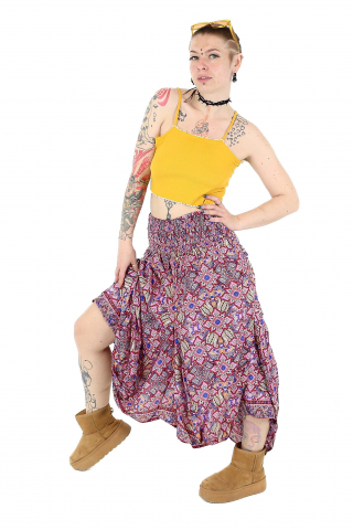 Fusta asimetrica din material fluid cu print floral - Model 3 [3]