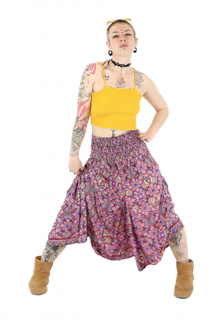 Fusta asimetrica din material fluid cu print floral - Model 3 [1]