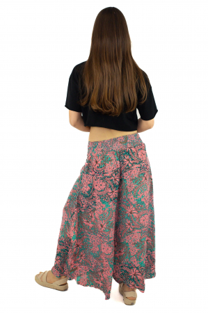 Pantaloni din material fluid petrecuti cu print floral - Model 13 [3]