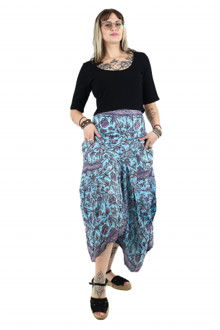 Fusta asimetrica din material fluid cu print floral - Model 40 [1]