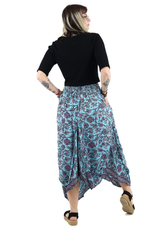 Fusta asimetrica din material fluid cu print floral - Model 40 [3]