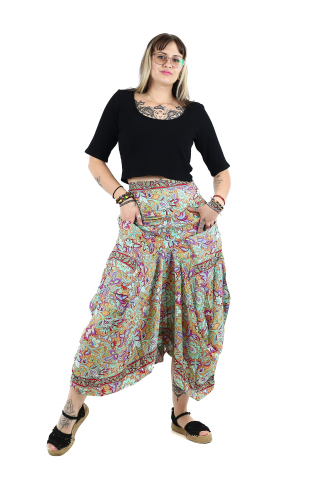 Fuste - Fusta asimetrica din material fluid cu print floral - Model 41