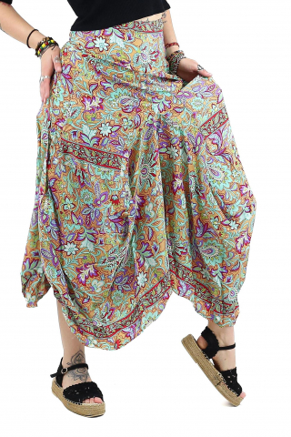 Fusta asimetrica din material fluid cu print floral - Model 41 [2]