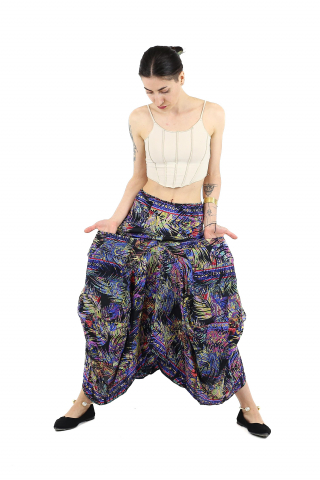 Fusta asimetrica din material fluid cu print floral - Model 45 [4]