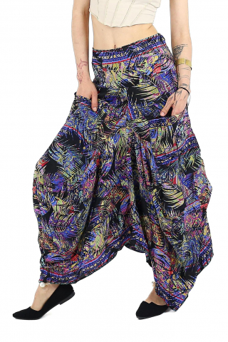 Fusta asimetrica din material fluid cu print floral - Model 45 [0]