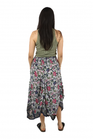 Fustă asimetrică din material fluid cu print floral - Model 50 [3]