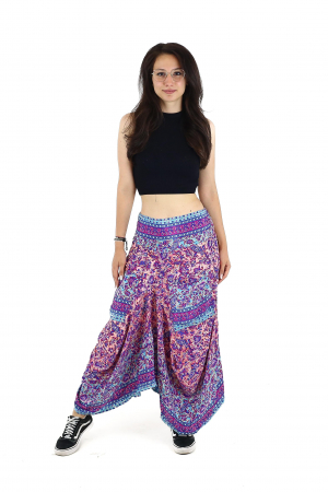 Fusta asimetrica din material fluid cu print floral - Model 54 [1]
