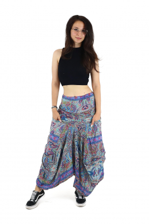 Fusta asimetrica din material fluid cu print floral - Model 55 [2]