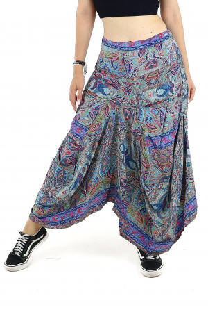 Fusta asimetrica din material fluid cu print floral - Model 55 [0]