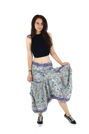 Fusta asimetrica din material fluid cu print floral - Model 56 [5]