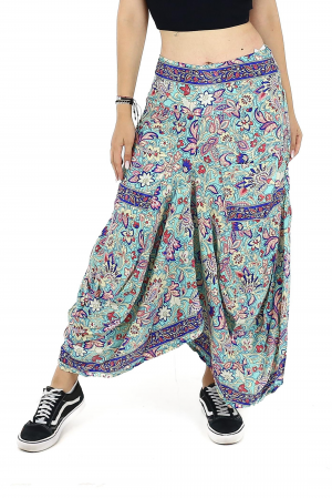Fuste - Fusta asimetrica din material fluid cu print floral - Model 56