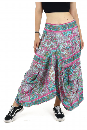 Fuste - Fusta asimetrica din material fluid cu print floral - Model 59