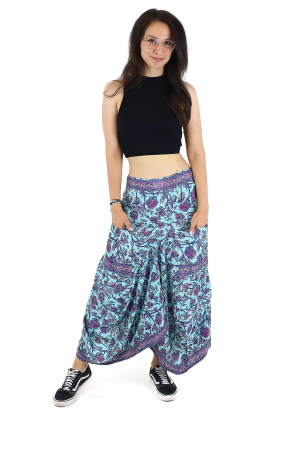 Fusta asimetrica din material fluid cu print floral - Model 61 [2]