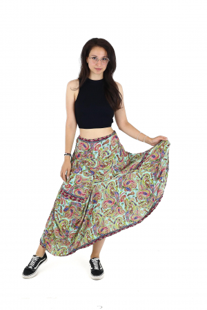 Fusta asimetrica din material fluid cu print floral - Model 65 [5]