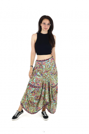 Fusta asimetrica din material fluid cu print floral - Model 65 [2]