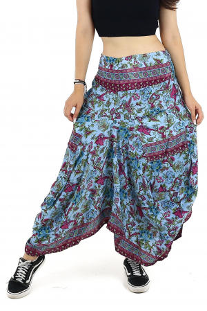 Fusta asimetrica din material fluid cu print floral - Model 66 [0]