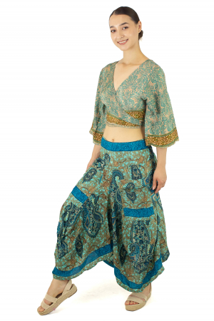 Fusta asimetrica din material fluid cu print floral - Model 8 [2]