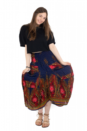 Fusta cu banda elastica si motive tip paun [5]