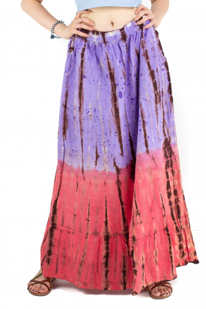 Fusta cu print Tie Dye - Mov [0]