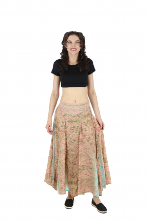 Fusta maxi cu pliuri si print oriental - Model 1 [1]