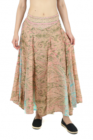 Fuste - Fusta maxi cu pliuri si print oriental - Model 1