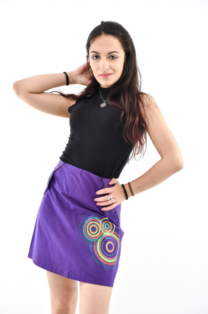 Fusta medie cu print geometric - Rosu [2]