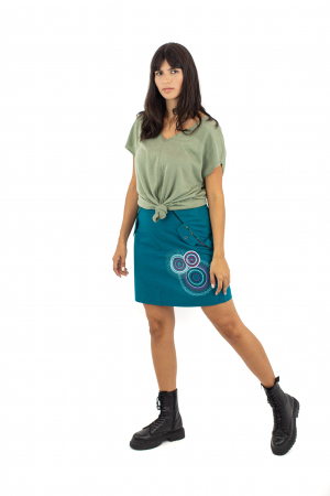 Fusta medie cu print geometric - Rosu [2]