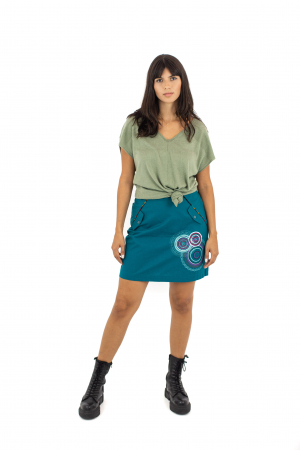 Fusta medie cu print geometric - Rosu [1]