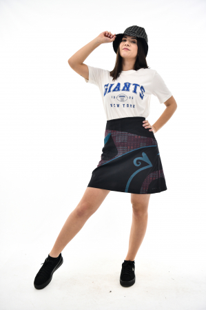 Fusta medie cu un buzunar cu print abstract - Negru [1]