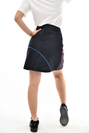 Fusta medie cu un buzunar cu print abstract - Negru [5]