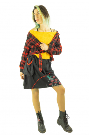 Fusta neagra din bumbac cu print floral [8]