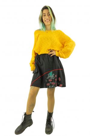 Fusta neagra din bumbac cu print floral [1]