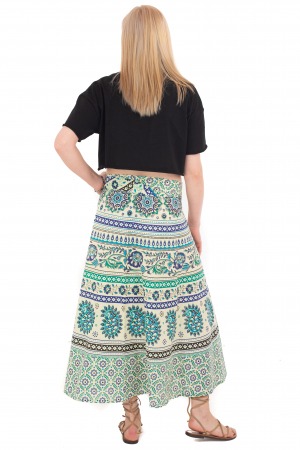 Fusta petrecuta cu cordon albastra&verde - Motive hinduse [3]
