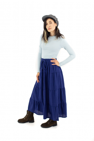 Fusta scurta din bumbac cu volanase - Visiniu [2]