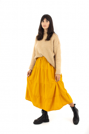 Fusta scurta din bumbac cu volanase - Visiniu [2]