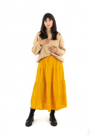 Fusta scurta din bumbac cu volanase - Visiniu [4]