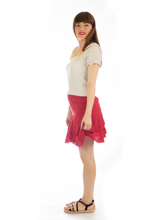 Fusta subtire de vara cu broderie florala [2]