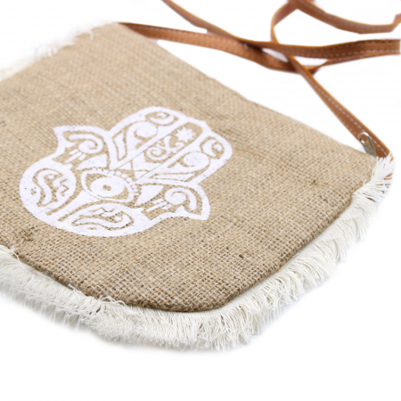 Geantă de umăr cu franjuri și print -  Hamsa [1]