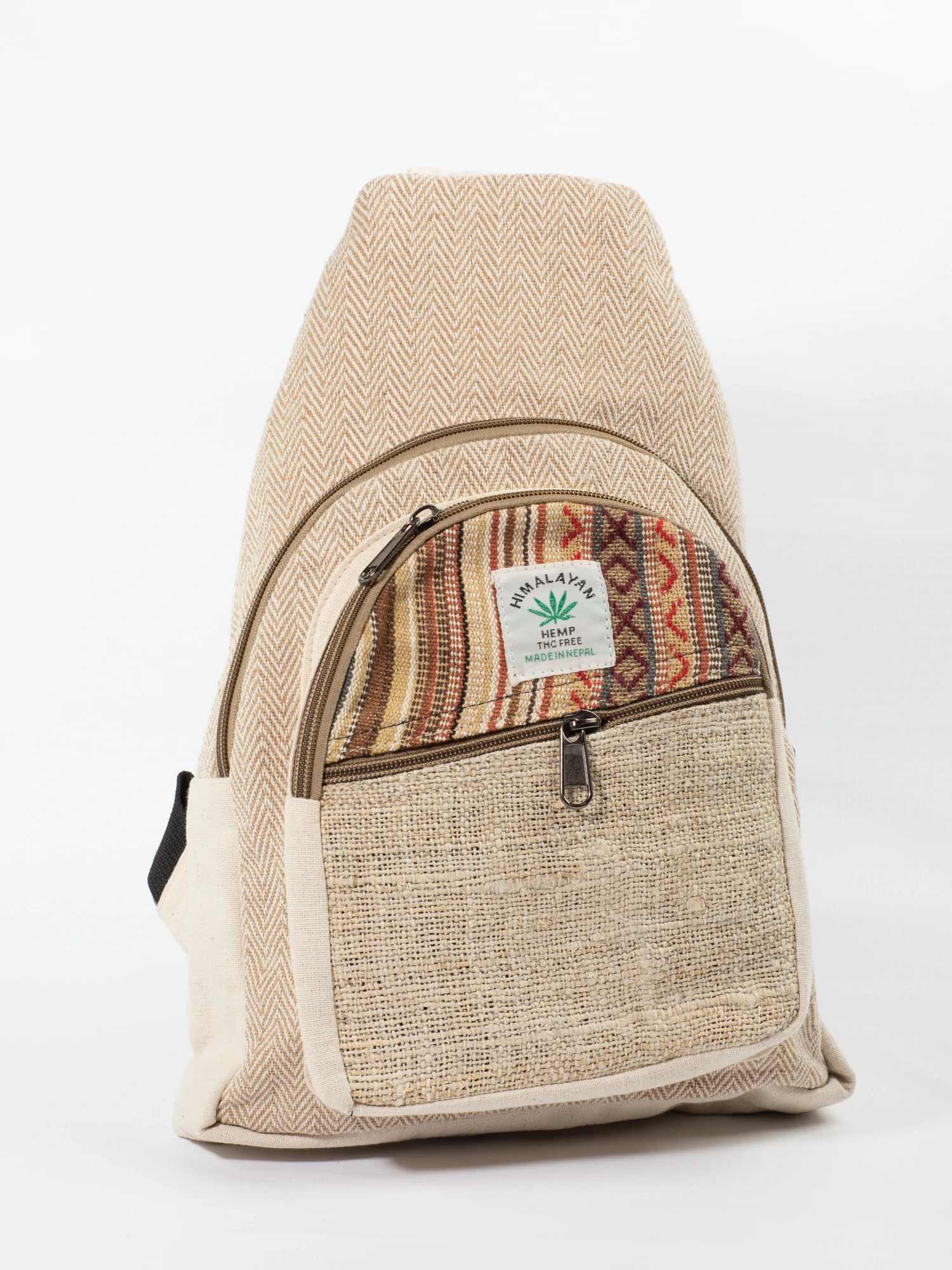 Accesorii - Geantă piept (crossbody) din cânepă și bumbac cu sistem de prindere reversibil
