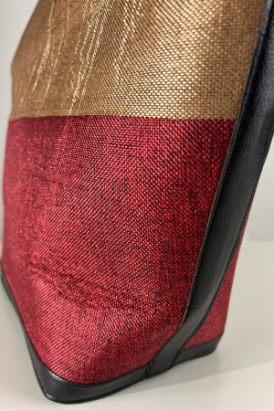 Geantă Tote -Piesă Unicat- din Sisal cu Mânere Triunghiulare din Lemn – Eleganță Africana autentica - Gri-Vișiniu [2]