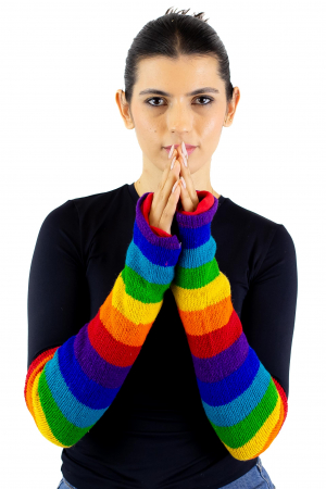 Hand warmers lungi din lana captusite cu polar - Rainbow [2]