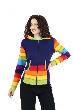 Îmbrăcăminte - Hanorac albastru din bumbac - Buzunare rainbow